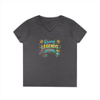 Ladies' V-Neck T-Shirt — “Raising Legends Daily” Mom Graphic Tee