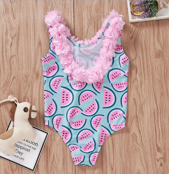 Infant Baby Girls Watermelon Swimsuit One-piece Floral Swimwear Swimming