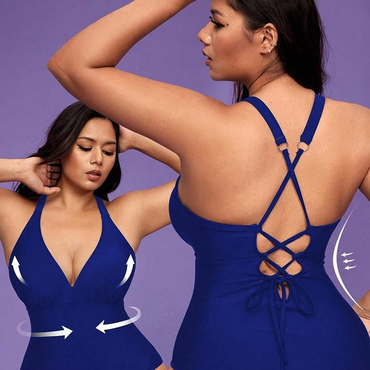 Color Conservative One-Piece Swimsuit for Women Plus Size Bikini