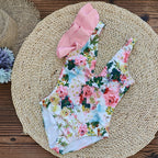 Pink Sexy One Piece Swimsuit Skirt Summer Women Backless Print Swimwear Beachwear Dress Cover Up Monokini Bath Suit