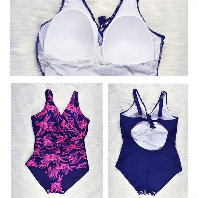 Plus Size Tropical Pinted One-Piece Swimsuit