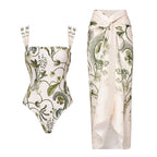 Elegant Baroque Floral Push‑Up Swimsuit Set