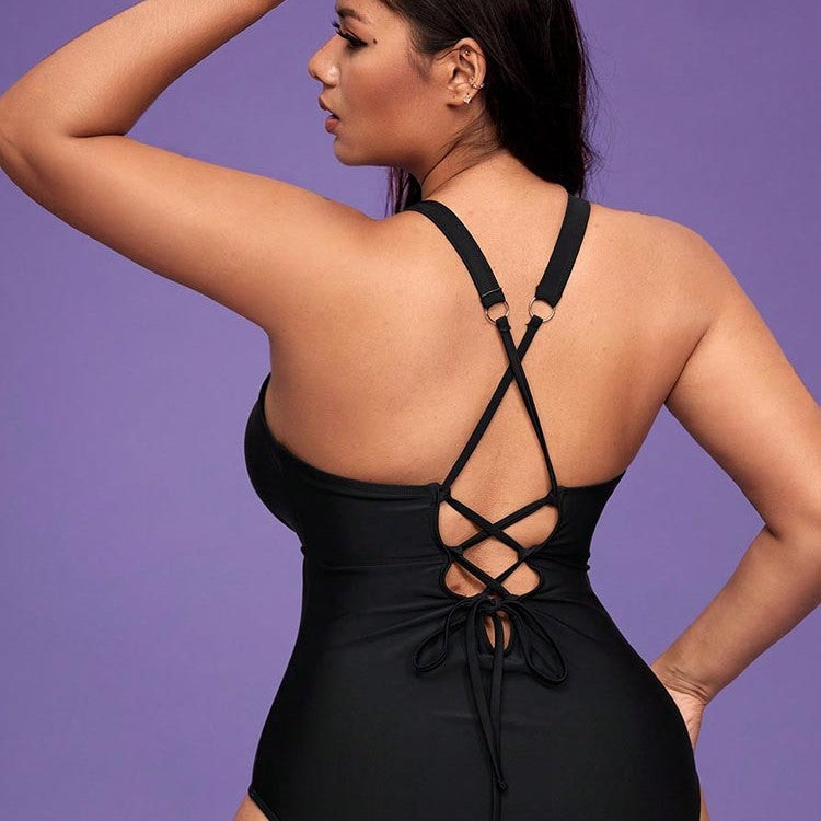 Color Conservative One-Piece Swimsuit for Women Plus Size Bikini