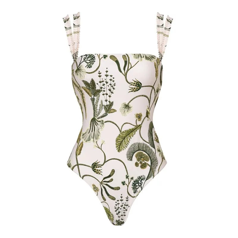Elegant Baroque Floral Push‑Up Swimsuit Set