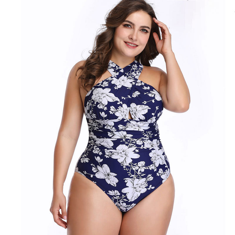 Plus Size Floral One-Piece Swimsuit