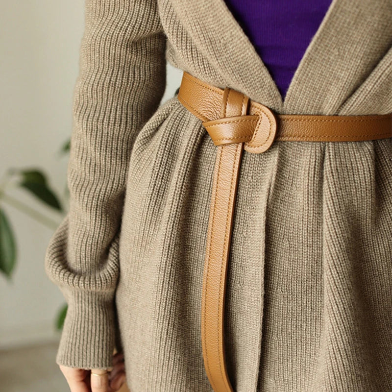Women Long Knot Soft Pu Leather Ladies Waist Plus Size Dress Belt Female Cummerbunds Designer Waistband
