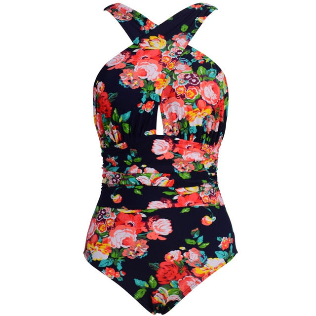 Plus Size Floral One-Piece Swimsuit