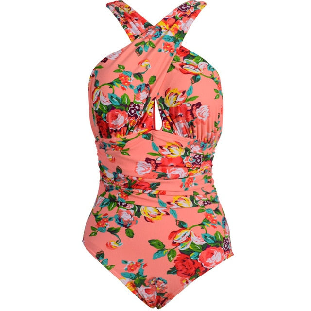 Plus Size Floral One-Piece Swimsuit