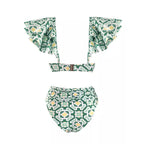 Ruffle One‑Piece Floral Swimsuit with Gradient Kimono Cover‑Up