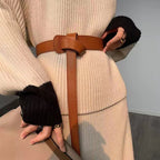 Women Long Knot Soft Pu Leather Ladies Waist Plus Size Dress Belt Female Cummerbunds Designer Waistband