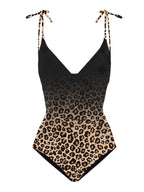 Leopard Gradient Print Single Piece Swimsuit & Micro Monokini Wrap