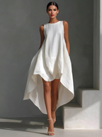 High-Low Round Neck Sleeveless Dress