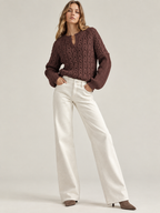 Cable-Knit Dropped Shoulder Sweater