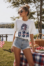 USA Flag Sunglasses T-Shirt — "Made in America" Patriotic Tee