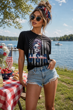 USA Flag Sunglasses T-Shirt — "Made in America" Patriotic Tee