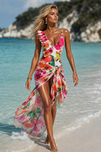 One Piece Bold Floral Swimsuit With Matching Sarong