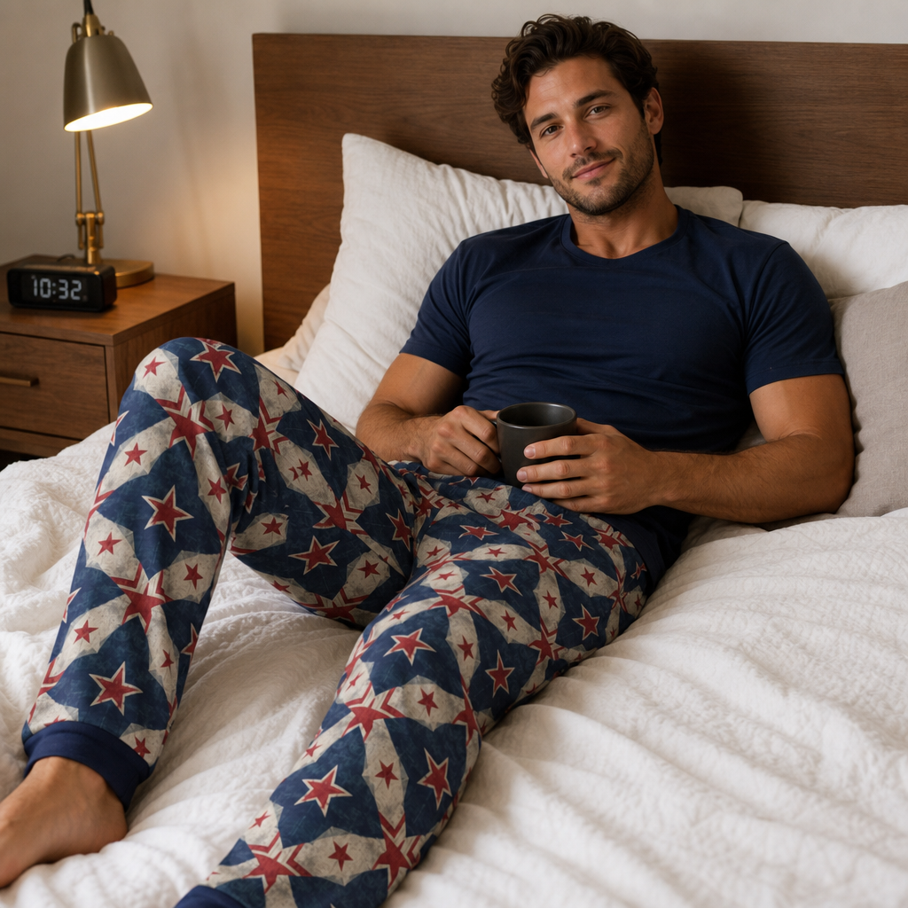 Patriotic Star Pattern Pajama Pants