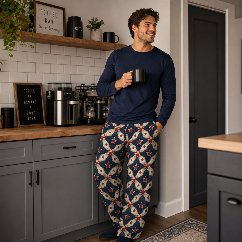 Patriotic Star Pattern Pajama Pants