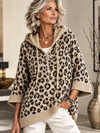 Drawstring Leopard Hooded Sweater