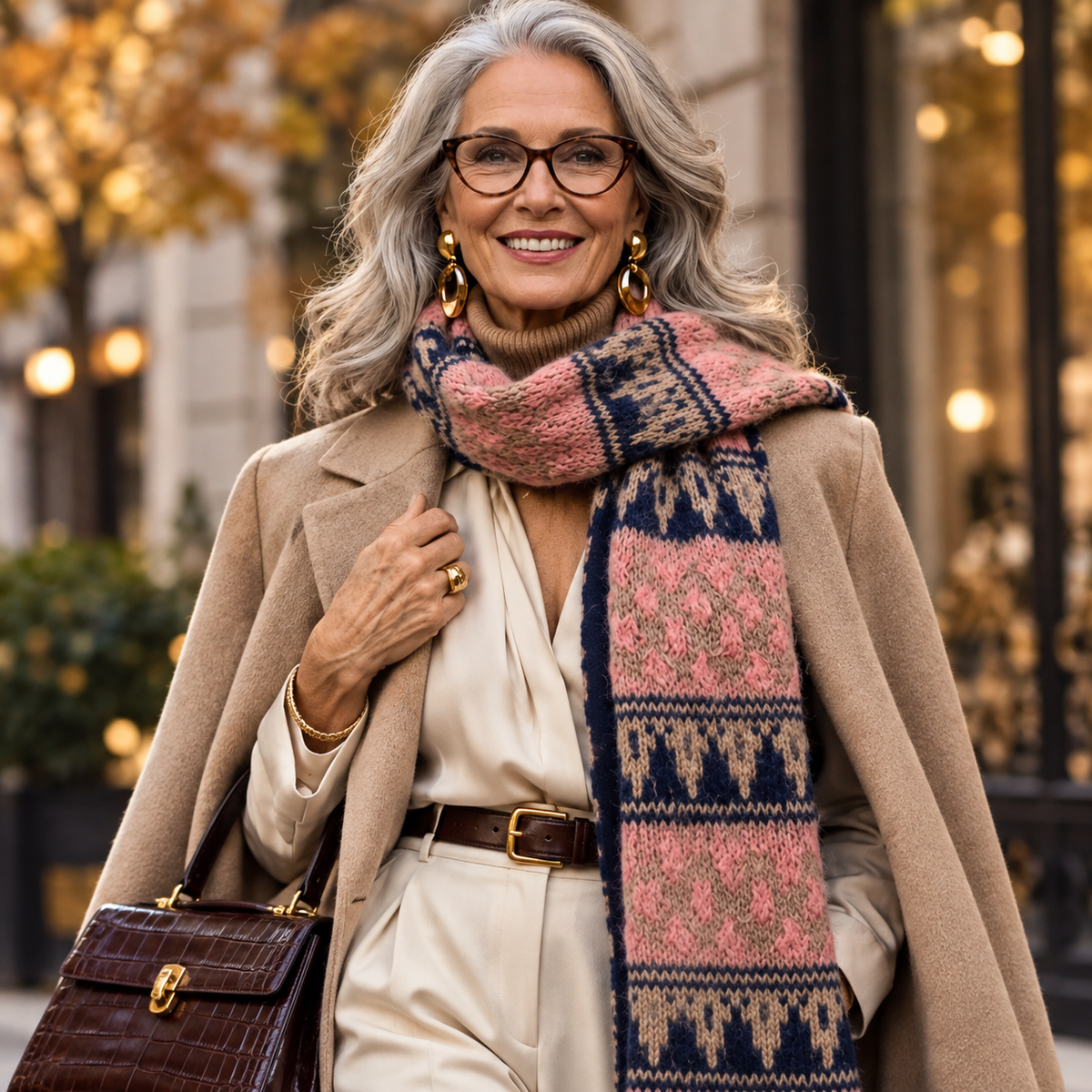 Vintage Knitted Pattern Warm Scarf